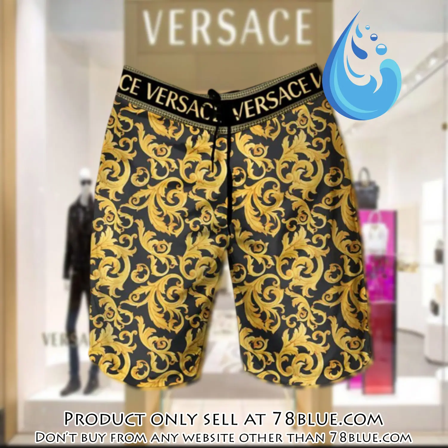 Versace golden pattern luxury brand premium fashion shorts for men 78b0707771